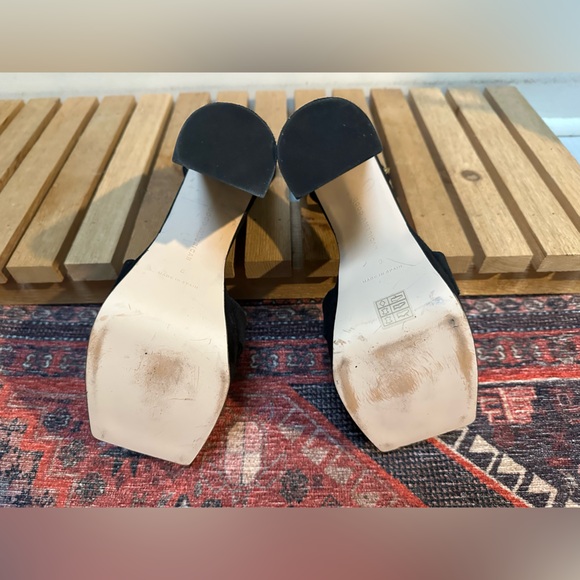 GOOD AMERICAN BLACK SUEDE STRAPPY HEELED PLATFORM SANDAL SIZE 8 - Picture 5 of 6